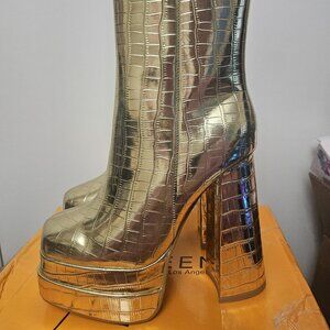 Gold Platform Ankle Boots US 7.5